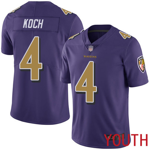 Baltimore Ravens Limited Purple Youth Sam Koch Jersey NFL Football #4 Rush Vapor Untouchable->youth nfl jersey->Youth Jersey